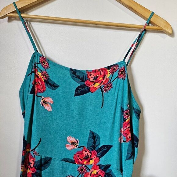 EUC LIKE NEW EXPRESS FLORAL FAUX WRAP SPAGHETTI STRAP SHORT DRESS SZ LARGE - Picture 4 of 13